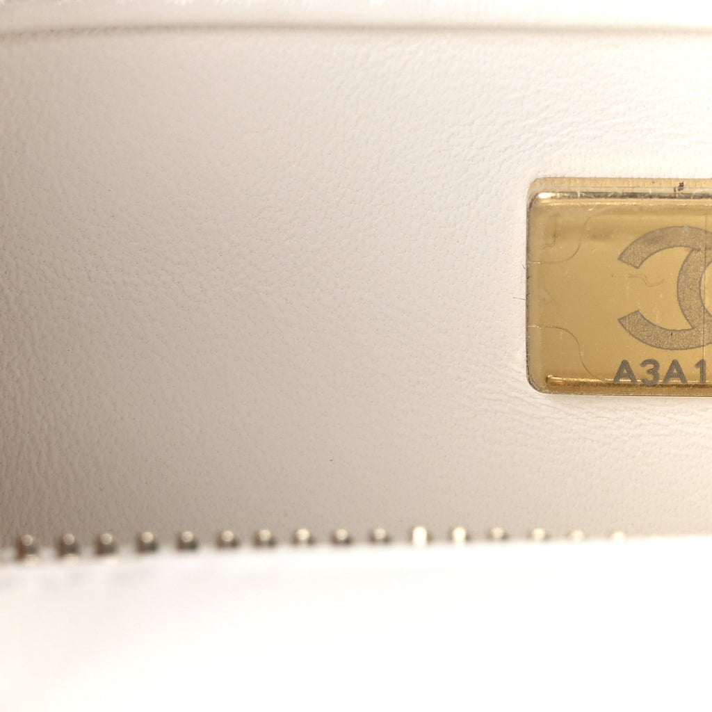 Chanel Sequin Mini Rectangular Flap White