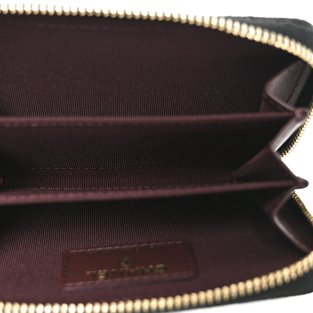 Caviar Quilted Zip Coin Purse Black