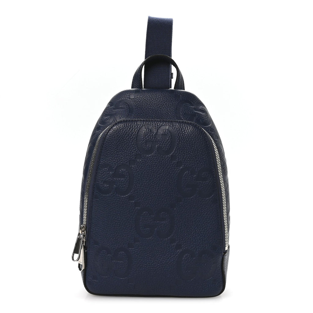 Gucci Piuma Calfskin Jumbo GG Embossed Sling Crossbody Royale