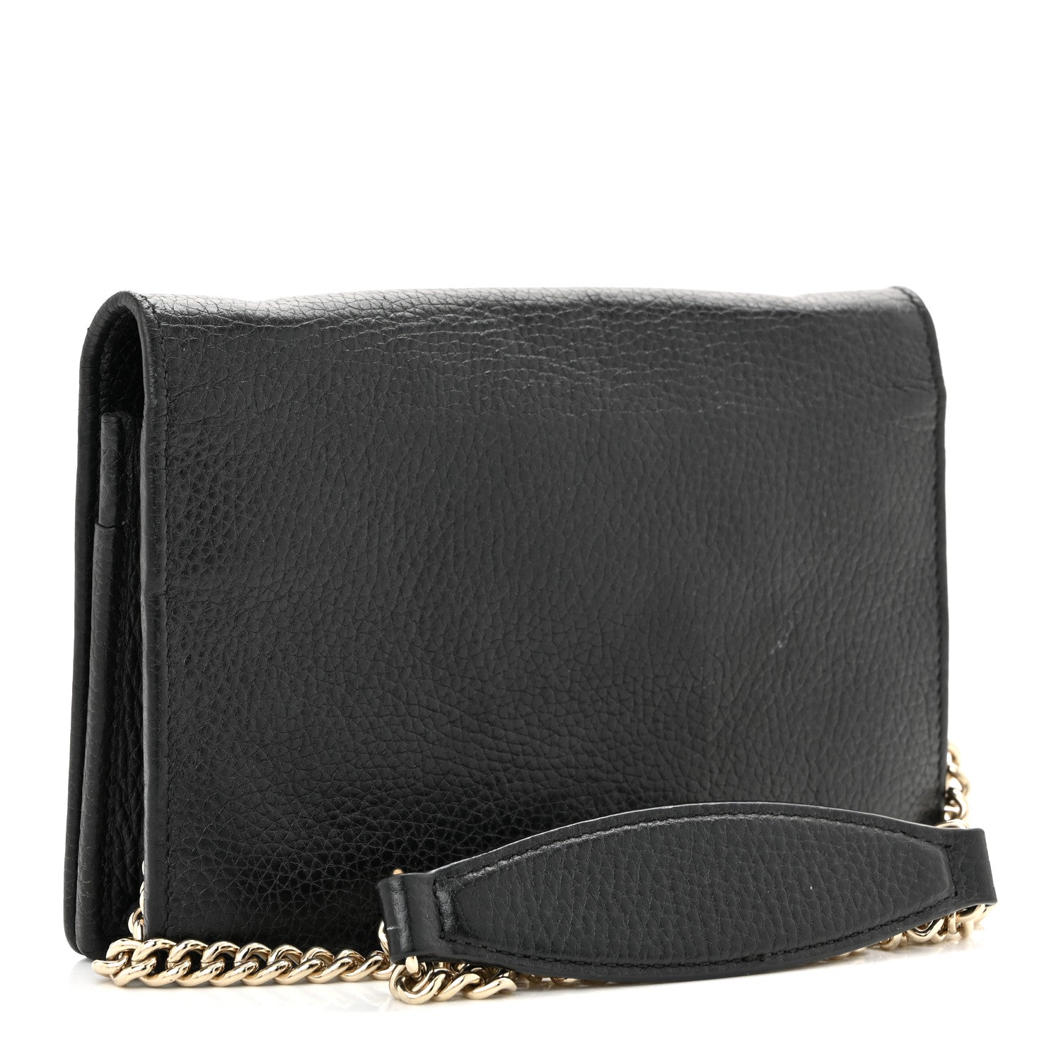 Gucci Pebbled Calfskin Soho Wallet On Chain Black
