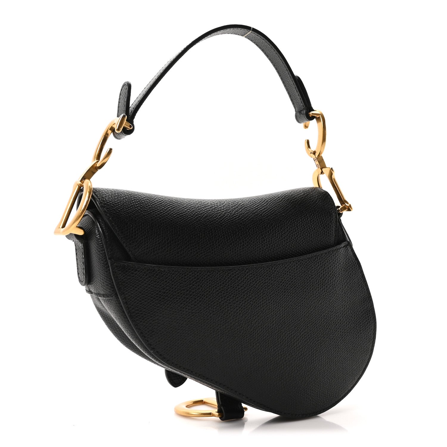 Christian Dior Grained Calfskin Mini Saddle Bag Black