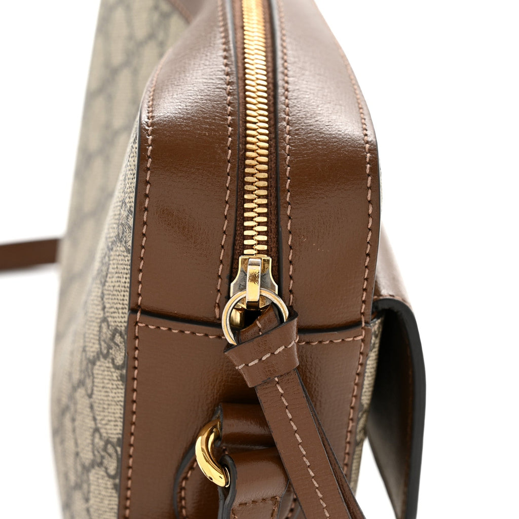 Gucci GG Supreme Monogram Small Horsebit 1955 Shoulder Bag Beige Brown Sugar