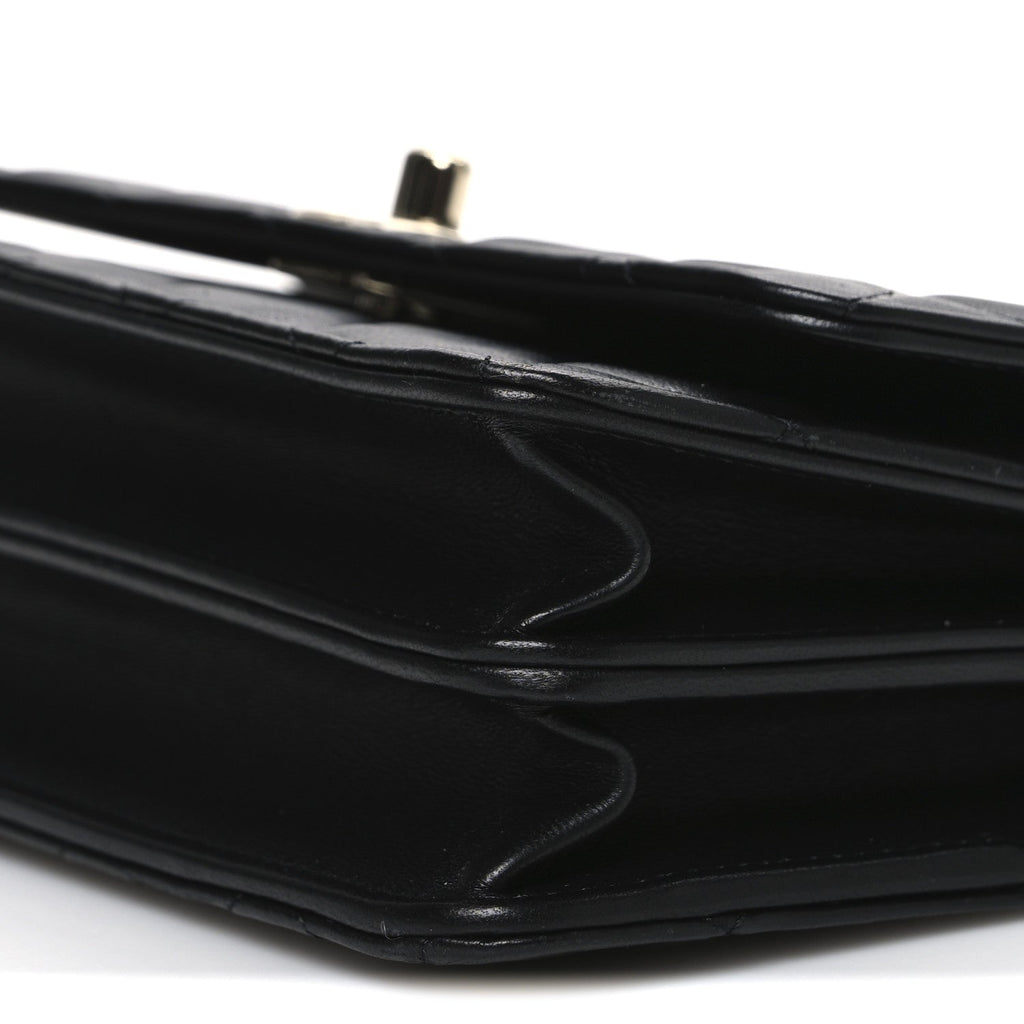 Chanel Lambskin Quilted Trendy CC Dual Handle Clutch With Chain Black