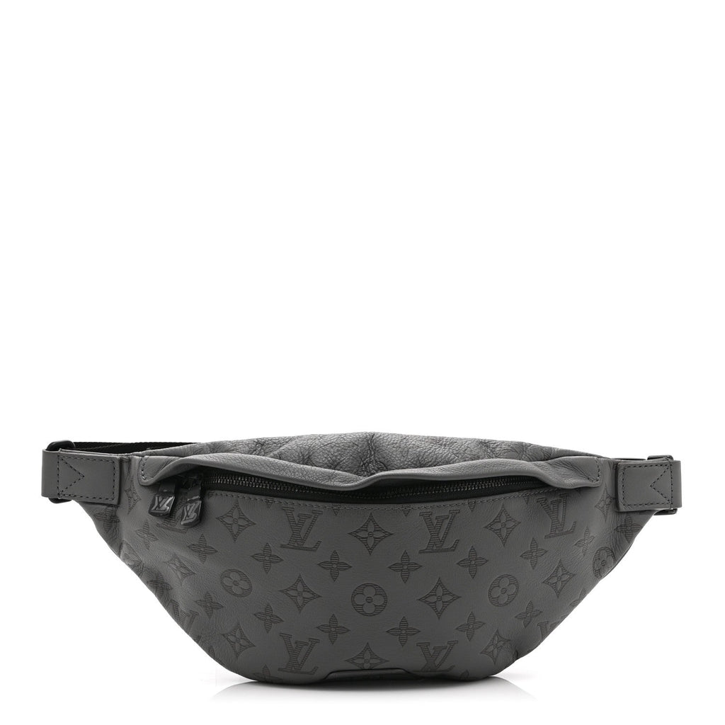 Louis Vuitton Calfskin Monogram Shadow Discovery Bumbag PM Gray