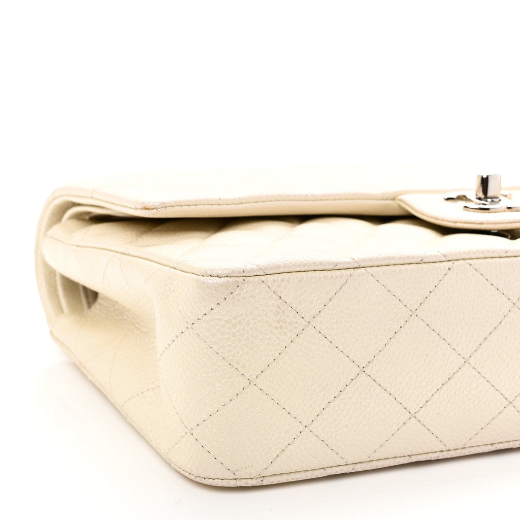 Chanel Iridescent Caviar Quilted Medium Double Flap White