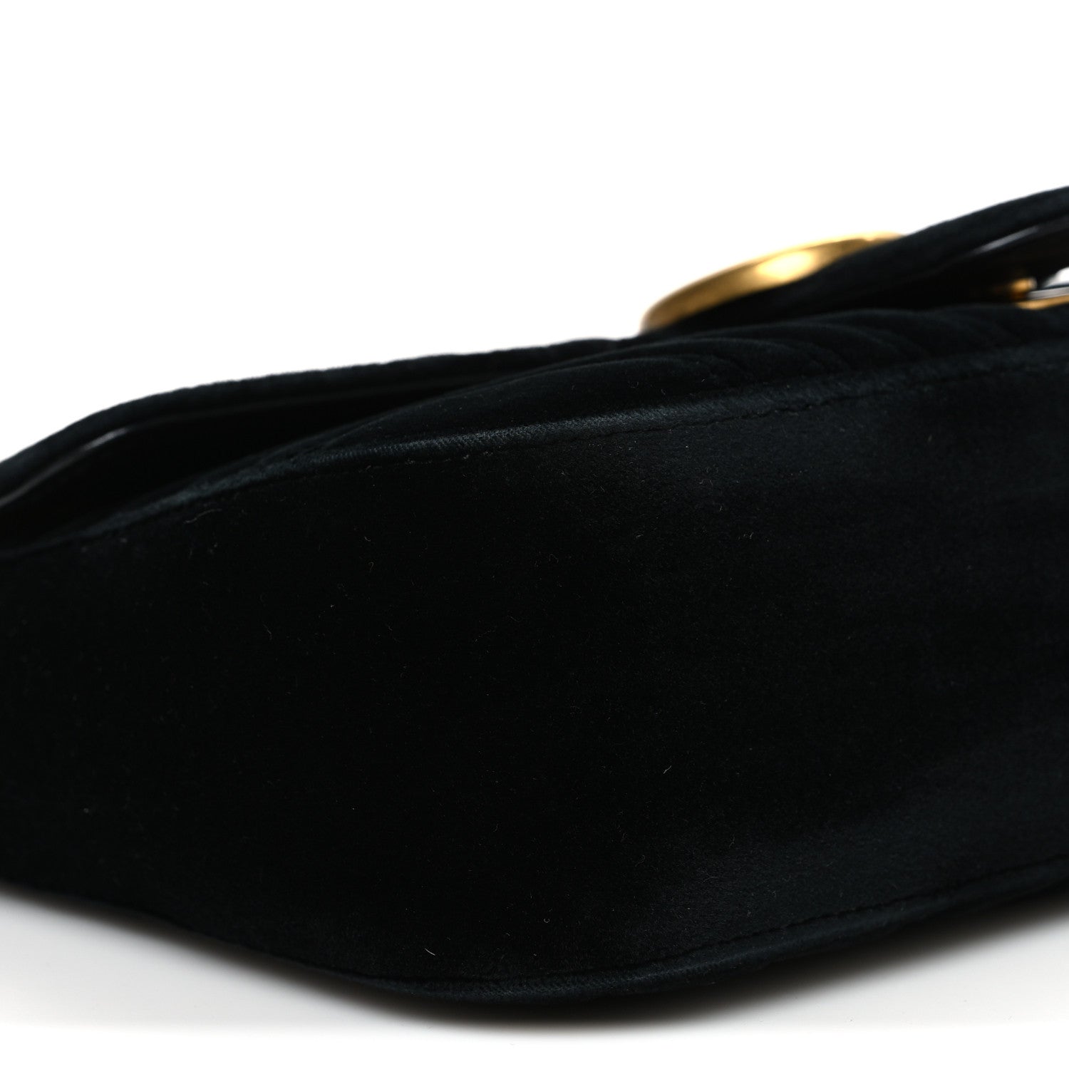Gucci Velvet Matelasse Small GG Marmont Shoulder Bag Black