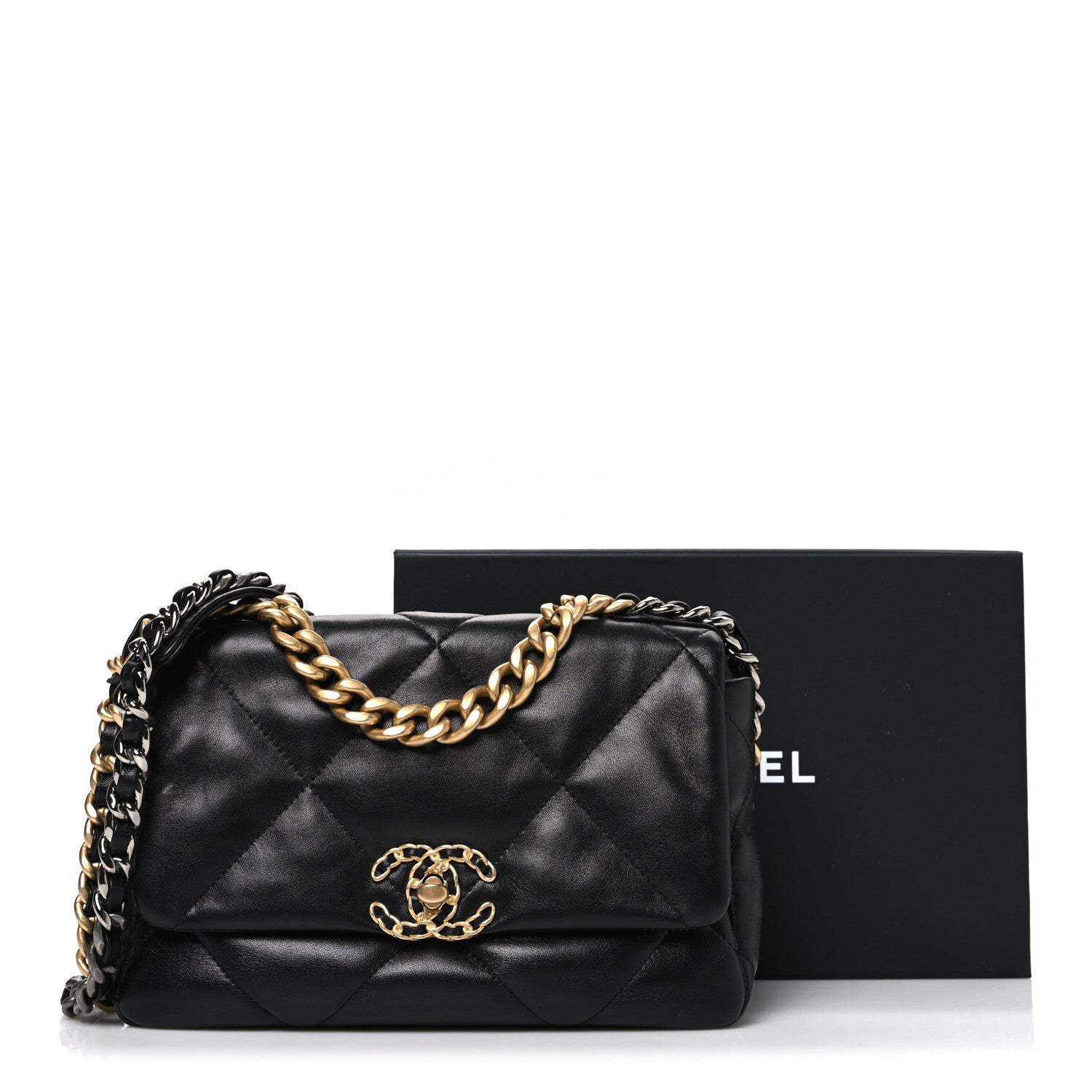 Chanel Lambskin Quilted Medium Chanel 19 Flap Black