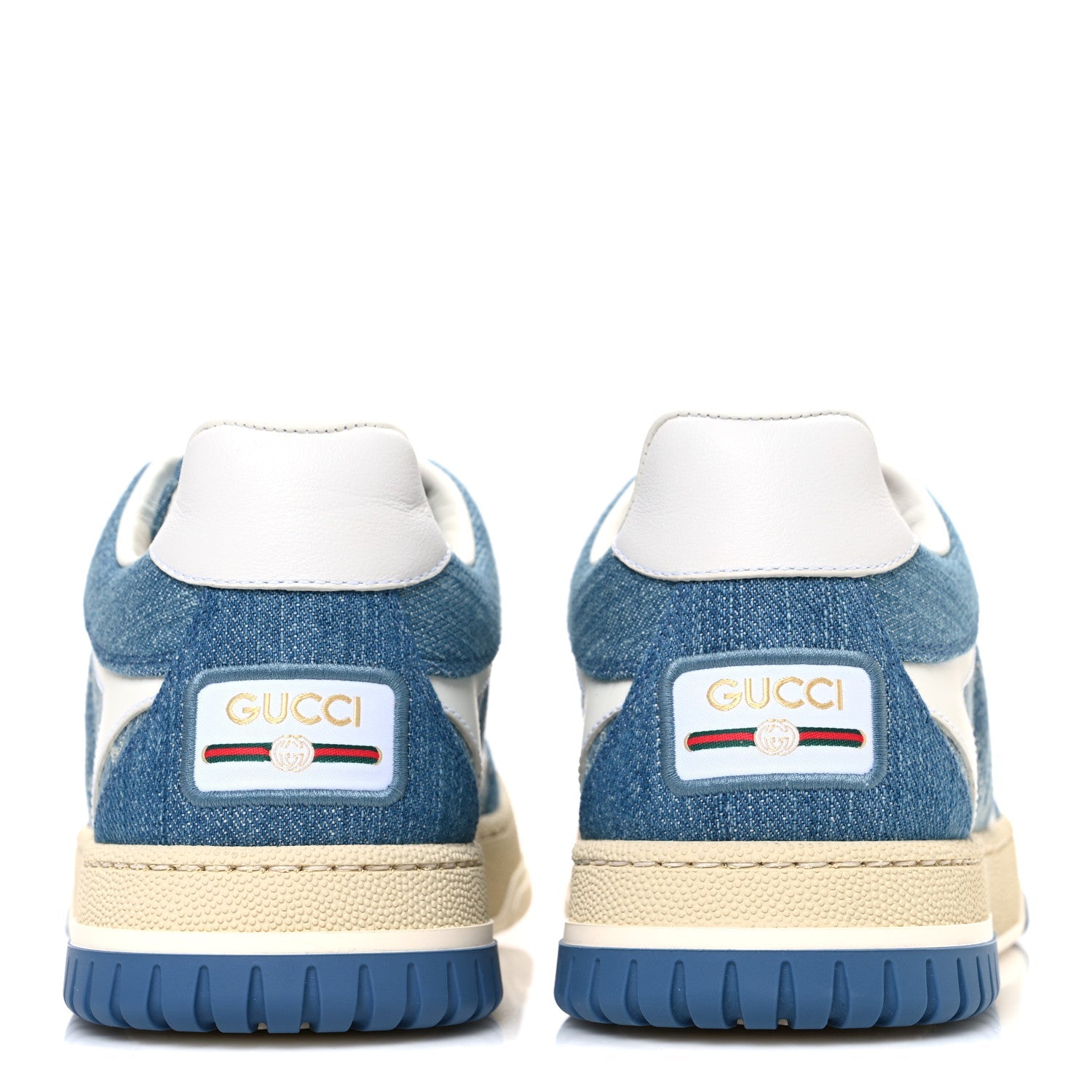 Gucci New Denim Delave GG Monogram Womens Re-Web Sneakers 36 Light Blue Royale