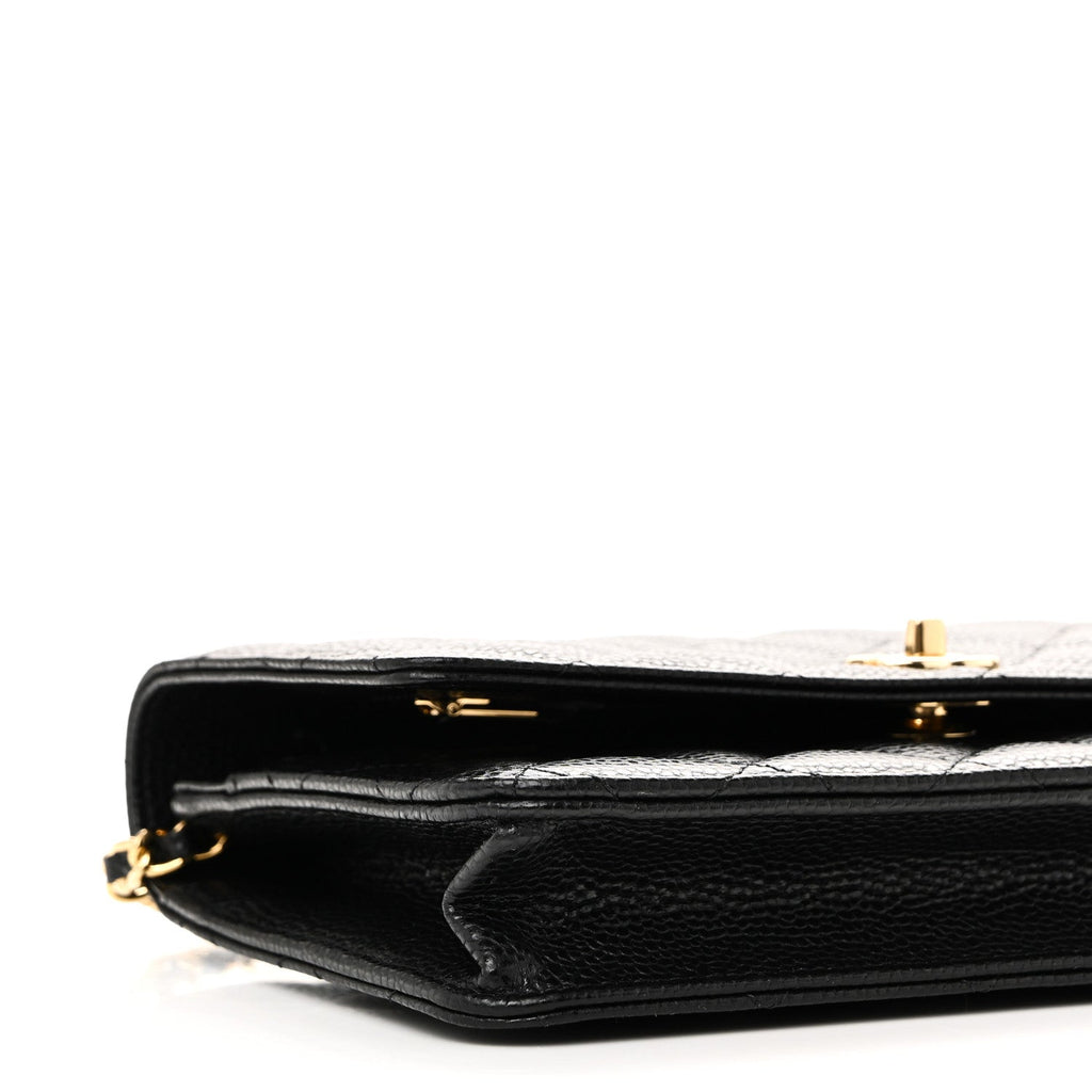 Chanel Caviar Quilted CC Turnlock Wallet On Chain WOC Black