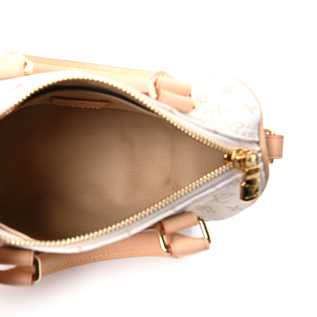 Louis Vuitton Monogram Mini Jacquard Speedy Bandouliere 20 Mastic Cream