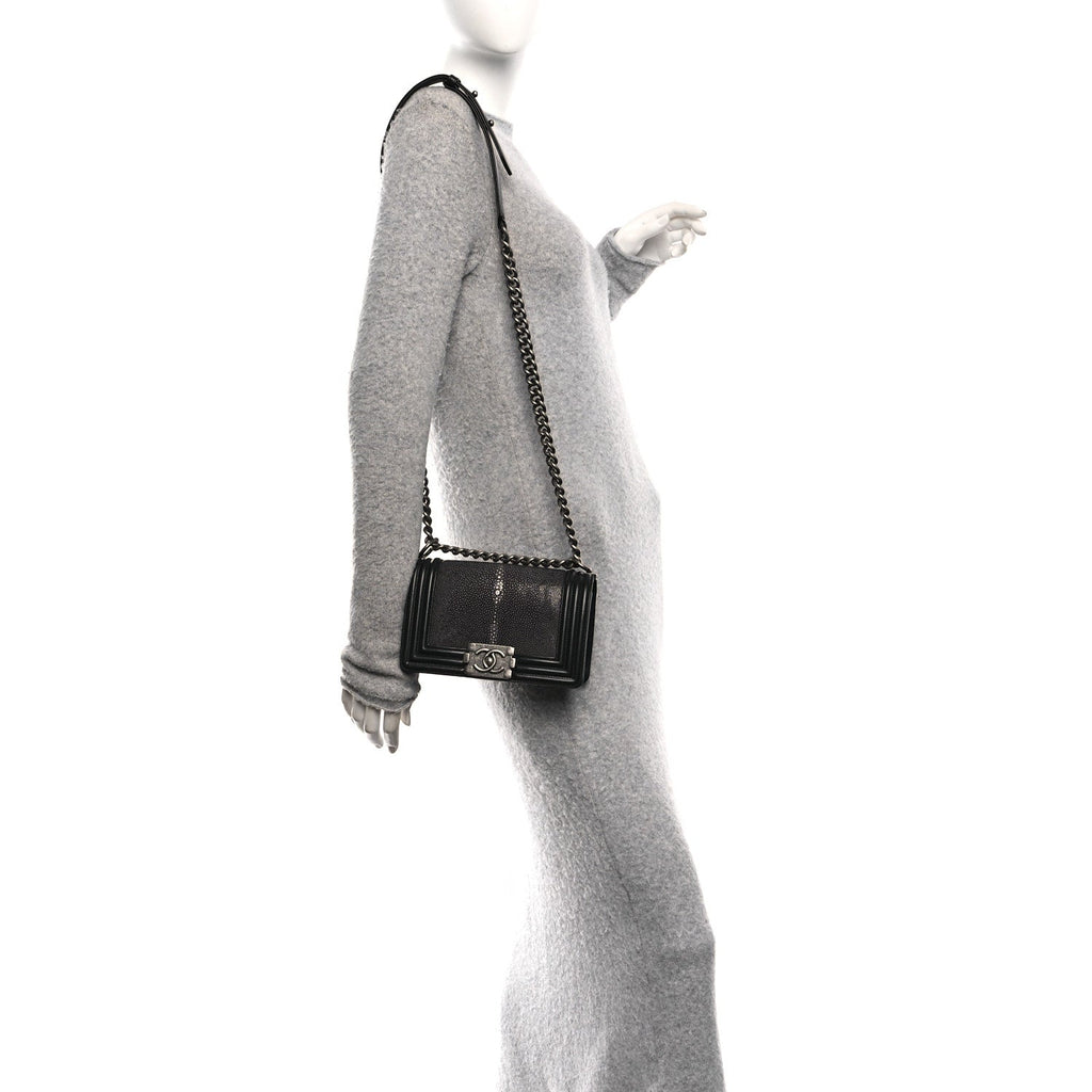 Chanel Galuchat Stingray Small Boy Flap Black