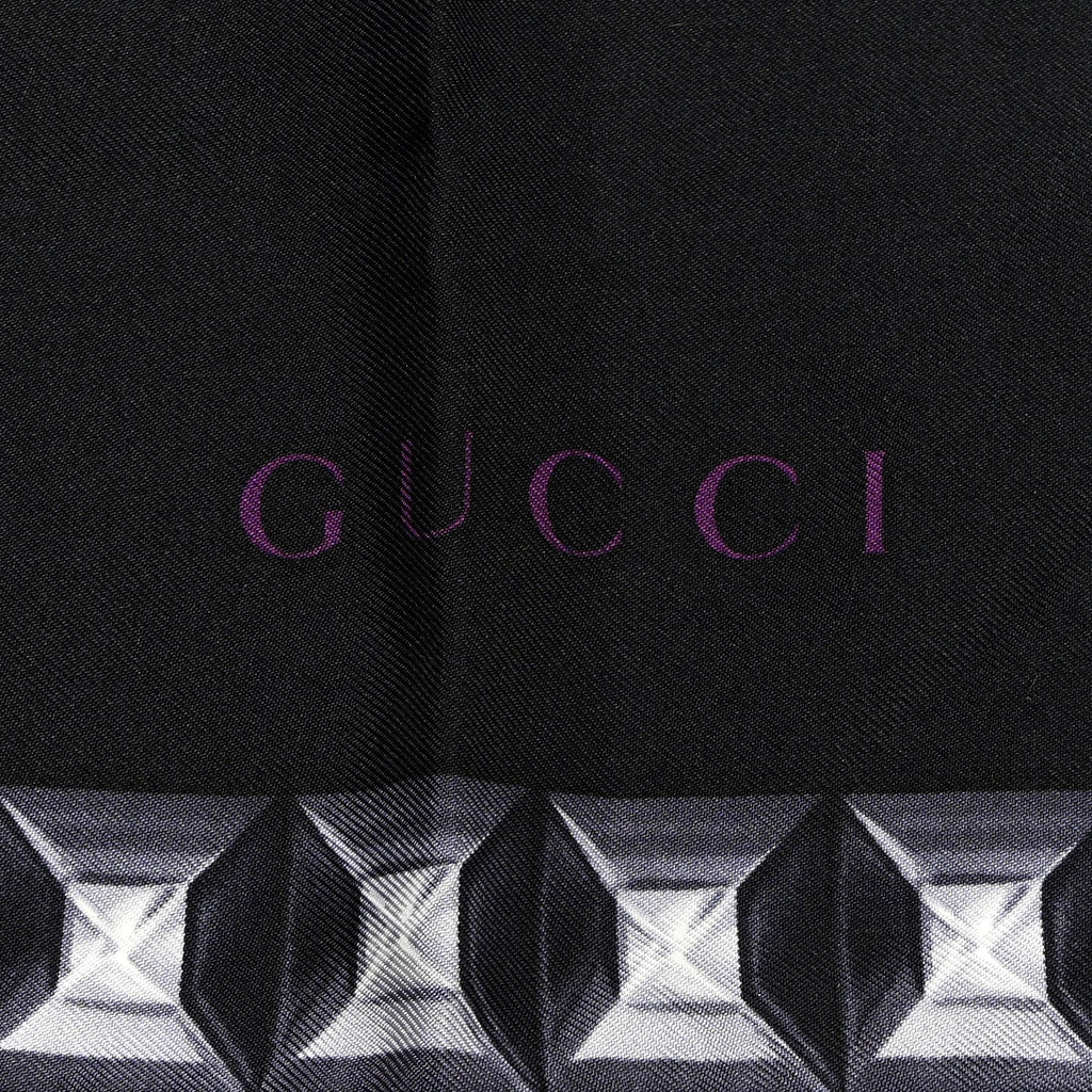 Gucci Silk GG Jewel Square Scarf Black Multicolor