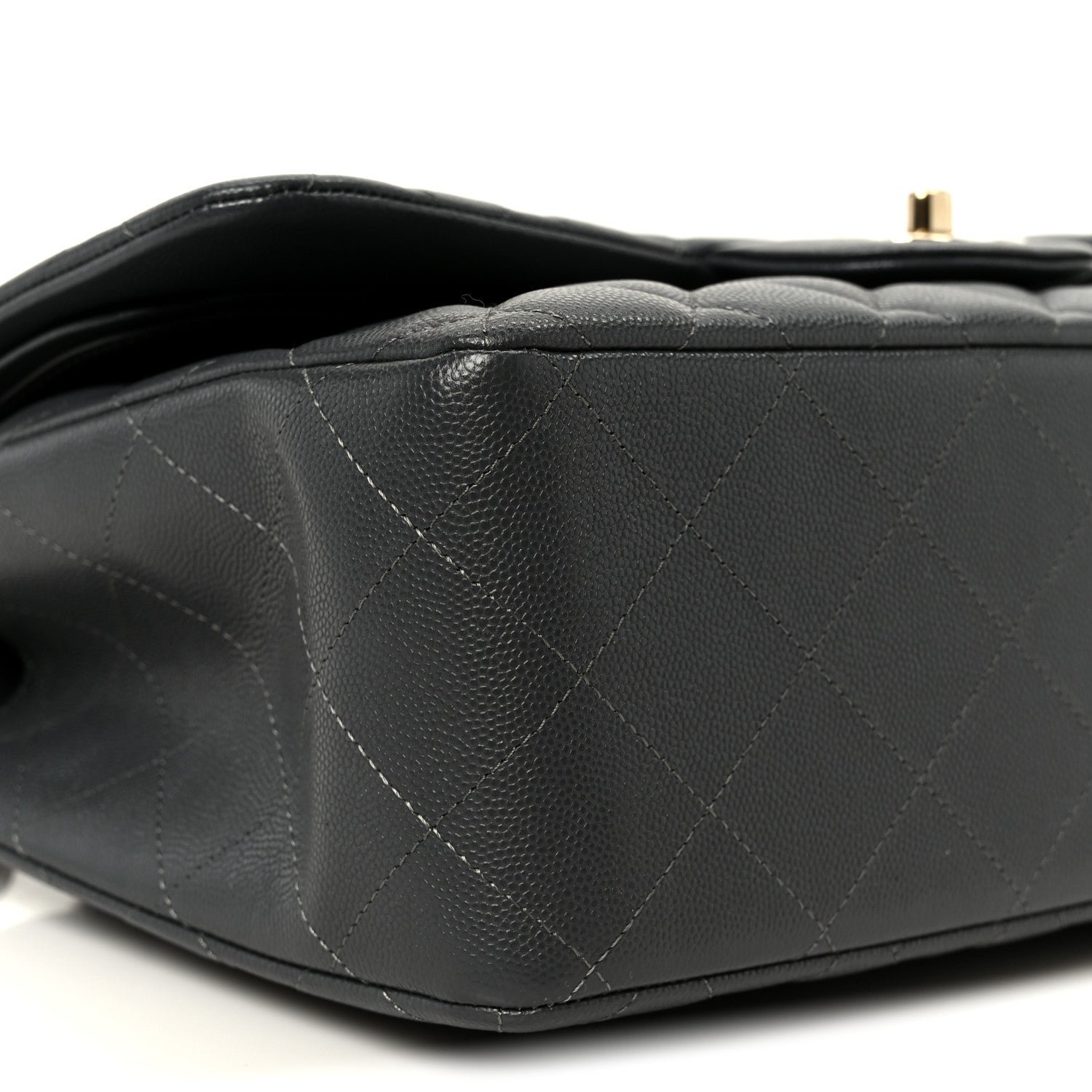 Chanel Caviar Quilted Jumbo Double Flap Dark Grey