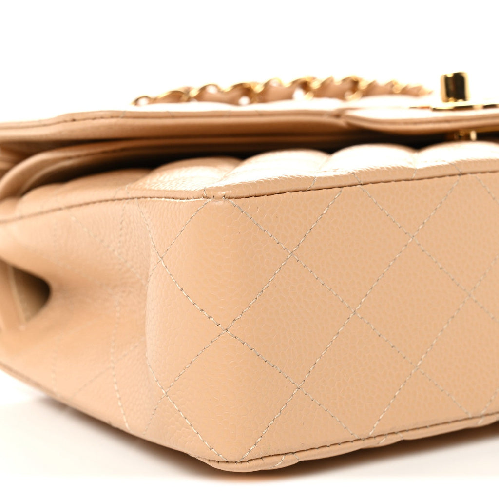 Chanel Caviar Quilted Small Double Flap Beige