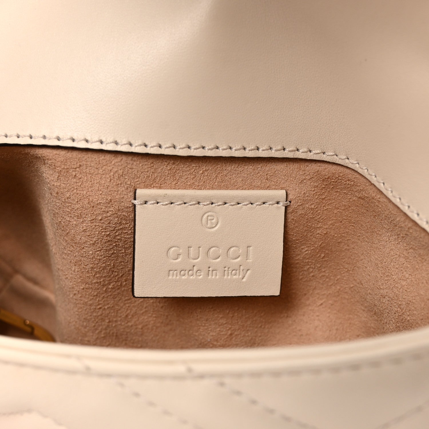 Gucci Calfskin Matelasse Super Mini GG Marmont Shoulder Bag White