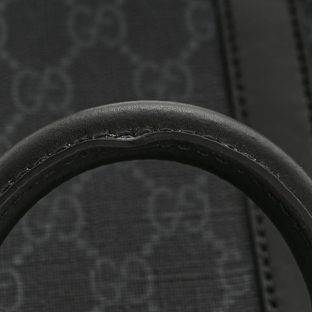 Gucci GG Supreme Monogram Appia Calfskin Web Mini Tote Bag Black