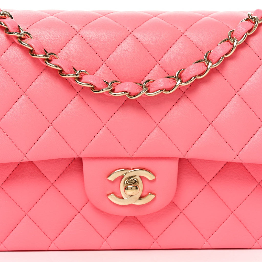 Chanel Lambskin Quilted Medium Double Flap Pink