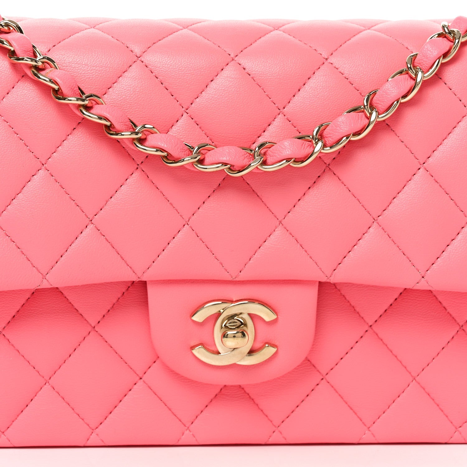 Chanel Lambskin Quilted Medium Double Flap Pink