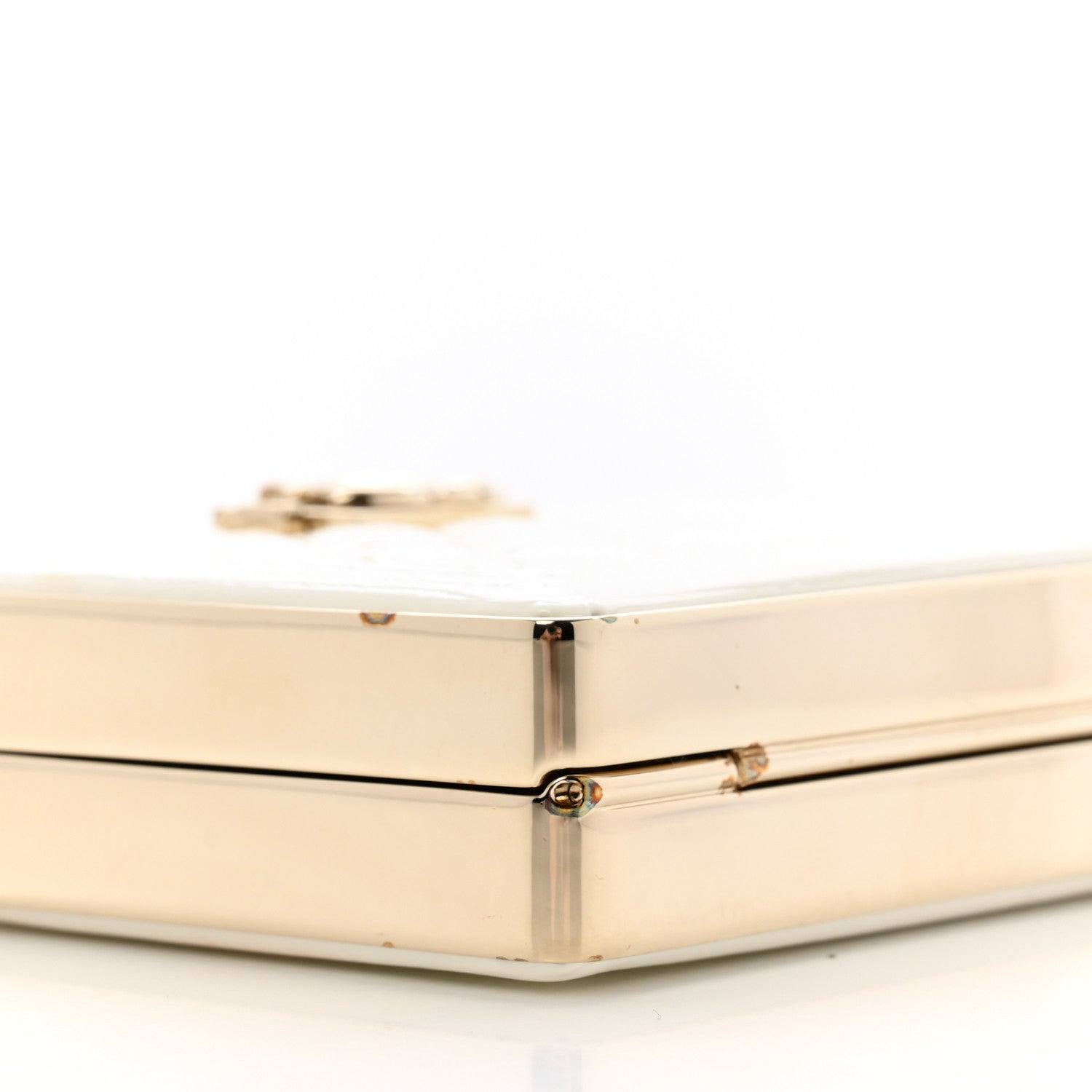 Chanel Patent Calfskin Boy Minaudiere White