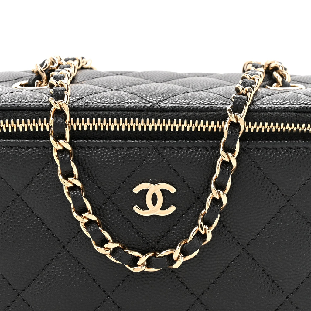 Chanel Caviar Quilted Small Vanity Case With Chain Black