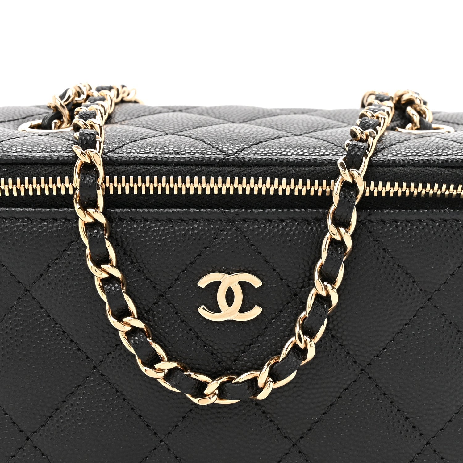 Chanel Caviar Quilted Small Vanity Case With Chain Black