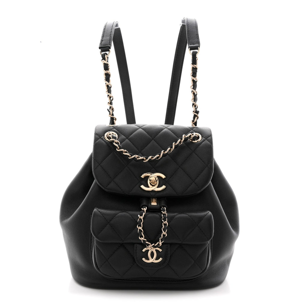 Chanel Lambskin Quilted Small Duma Drawstring Backpack Black