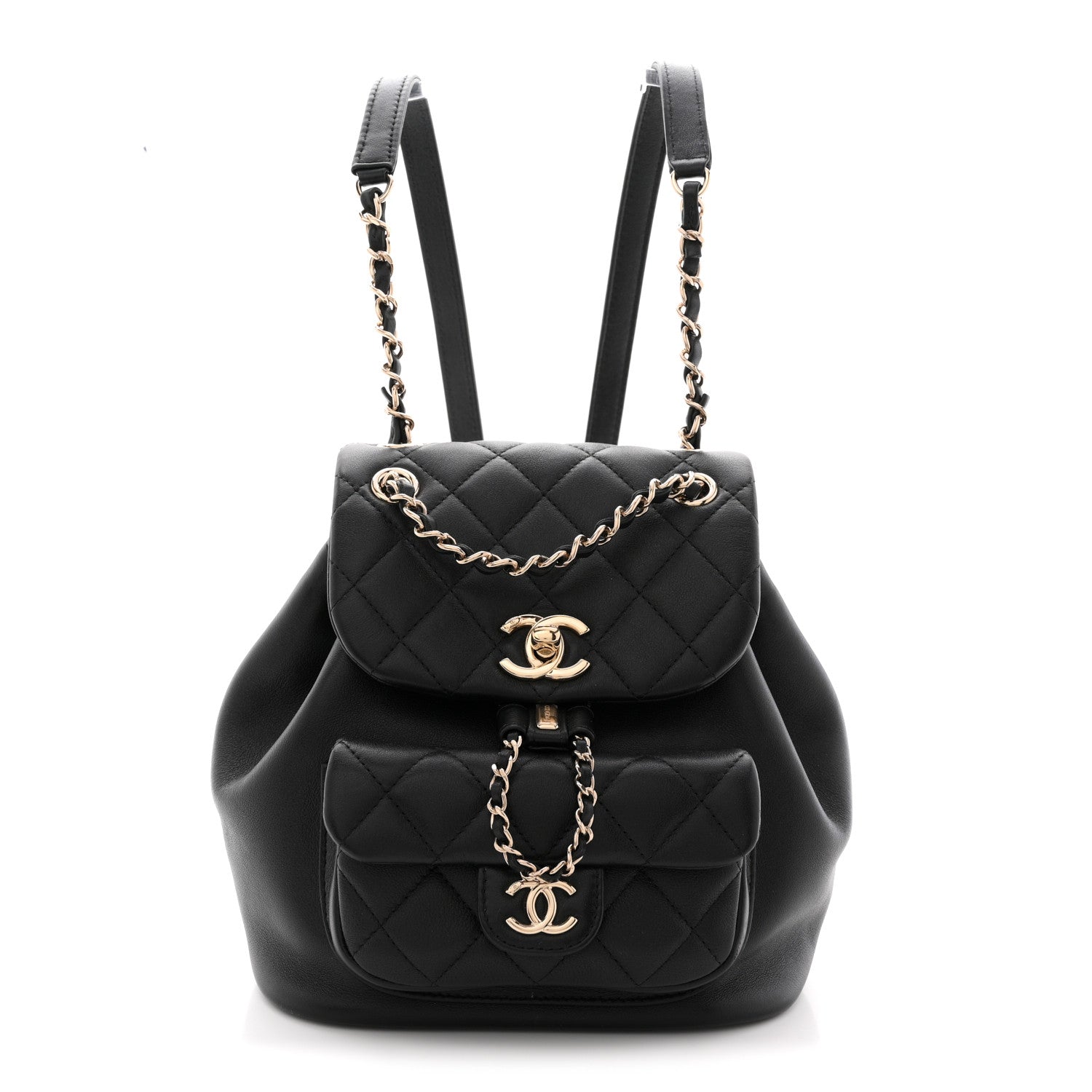 Chanel Lambskin Quilted Small Duma Drawstring Backpack Black