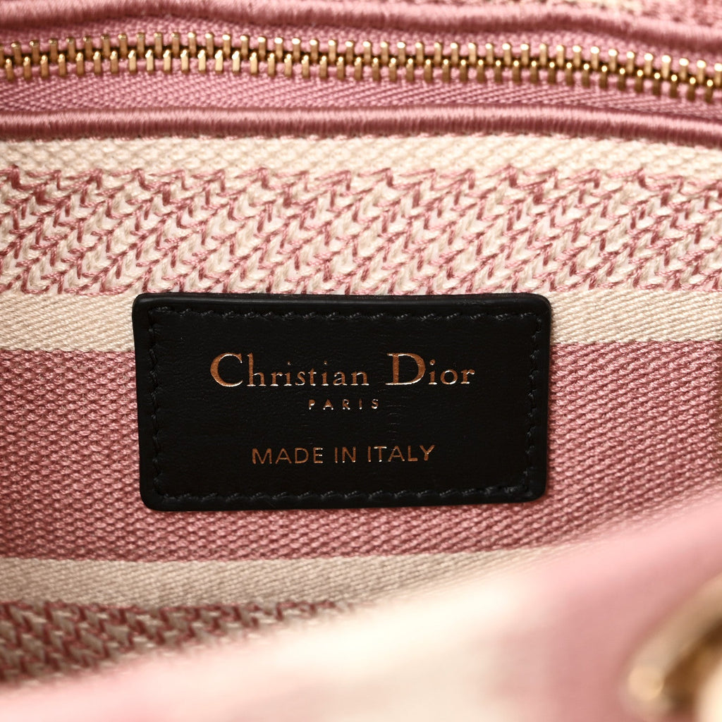 Christian Dior Canvas Medium D-Stripes Lady D-Lite Pink