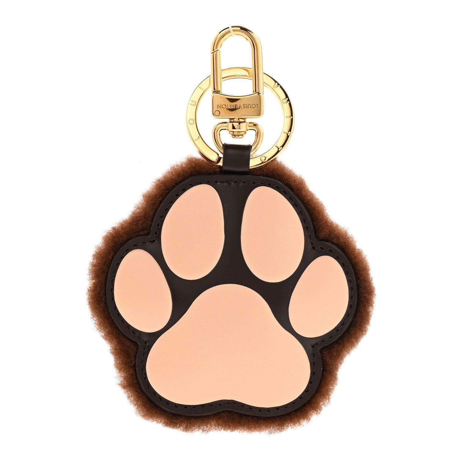 Louis Vuitton Shearling LV Paw Key Holder Bag Charm Brown