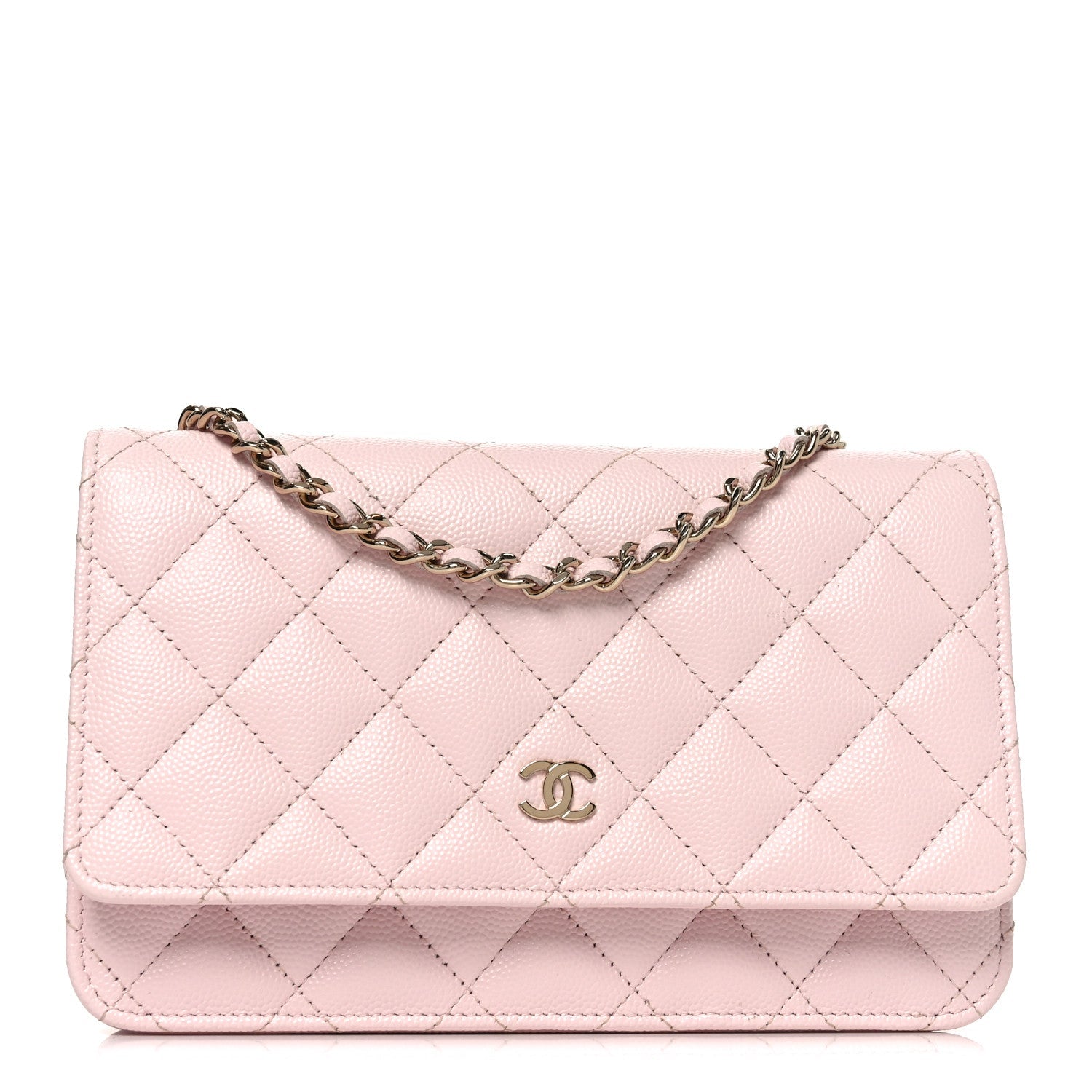 Chanel Caviar Quilted Wallet on Chain WOC Light Pink