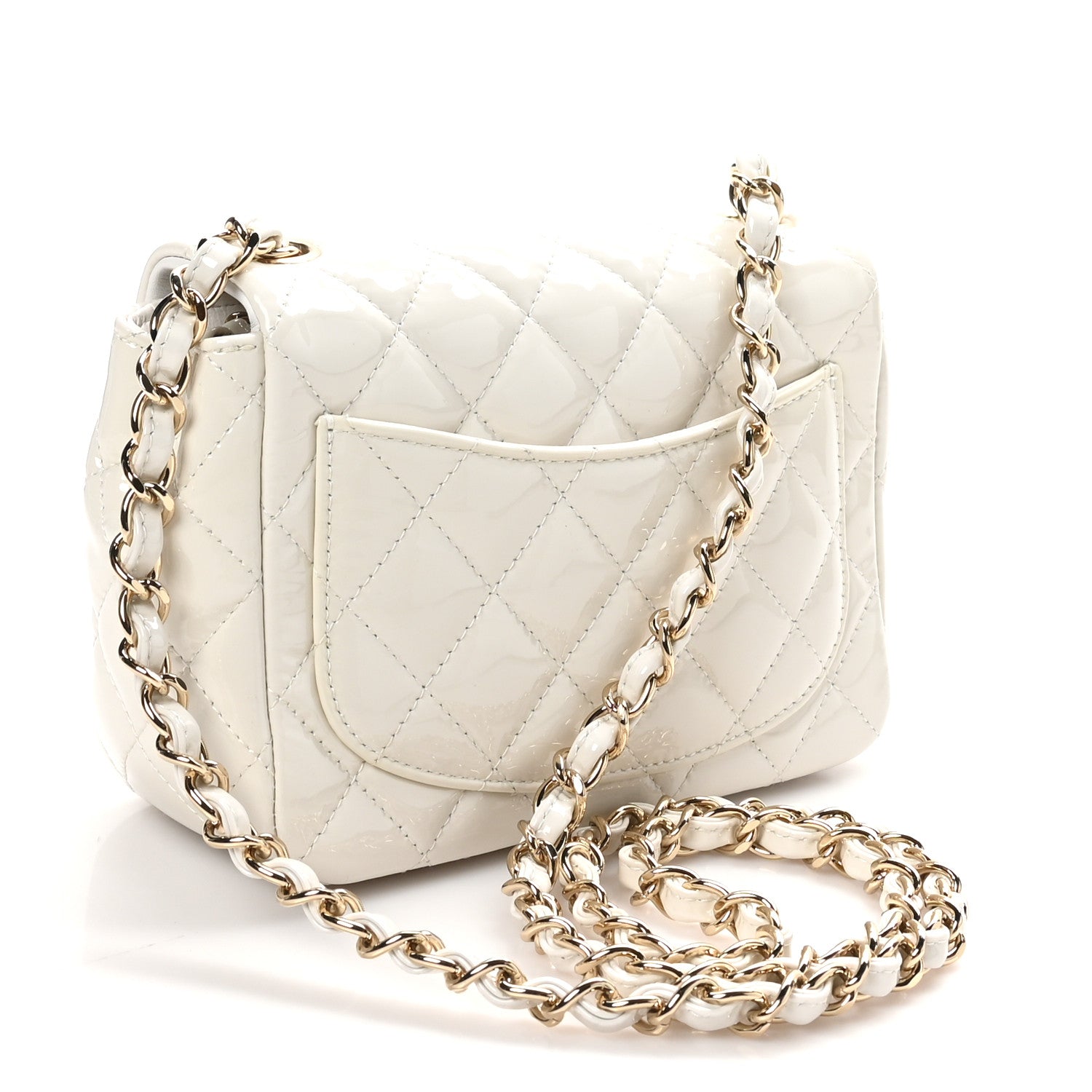Chanel Patent Quilted Mini Square Flap White