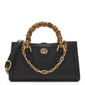 Gucci Textured Dollar Calfskin Web Small Diana Shoulder Bag  Black