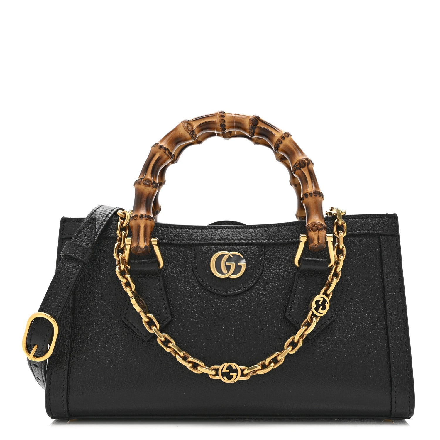 Gucci Textured Dollar Calfskin Web Small Diana Shoulder Bag  Black