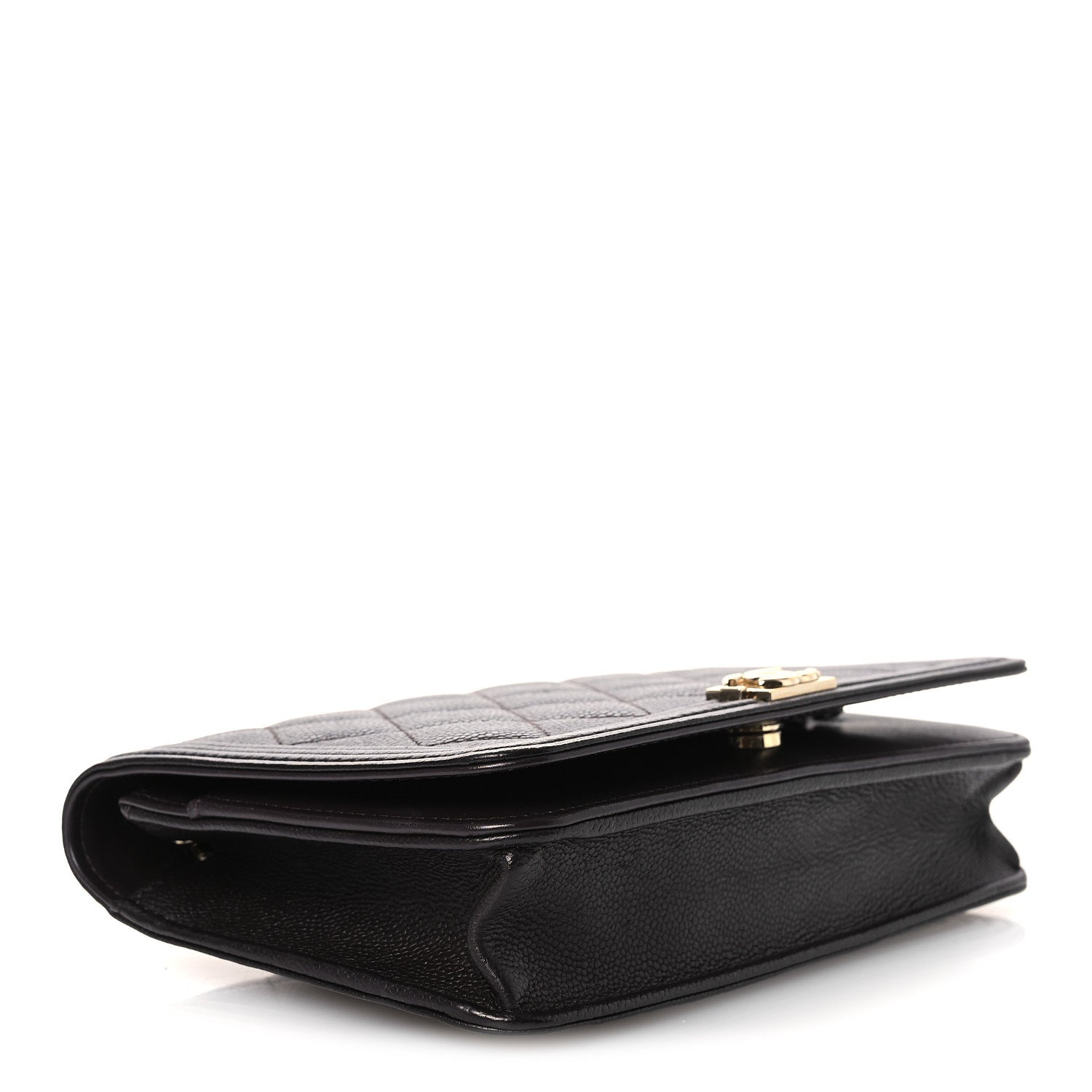 Chanel Caviar Quilted Boy Wallet On Chain WOC Dark Brown