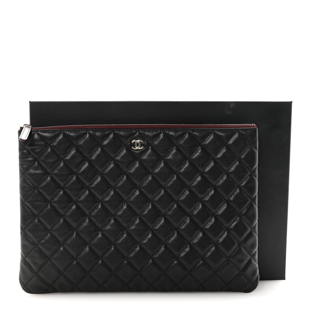 Caviar Quilted Large Cosmetic Case Black