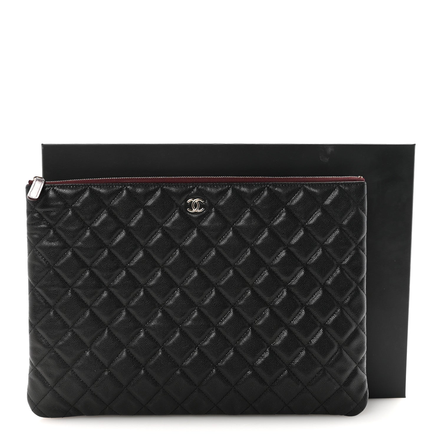 Caviar Quilted Large Cosmetic Case Black