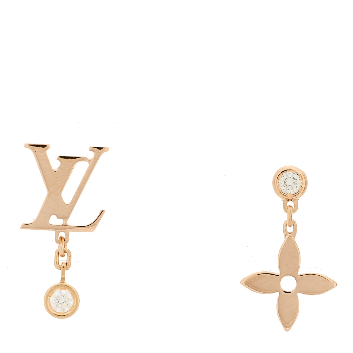 Louis Vuitton 18K Yellow Gold Diamond Idylle Blossom LV Stud Earrings