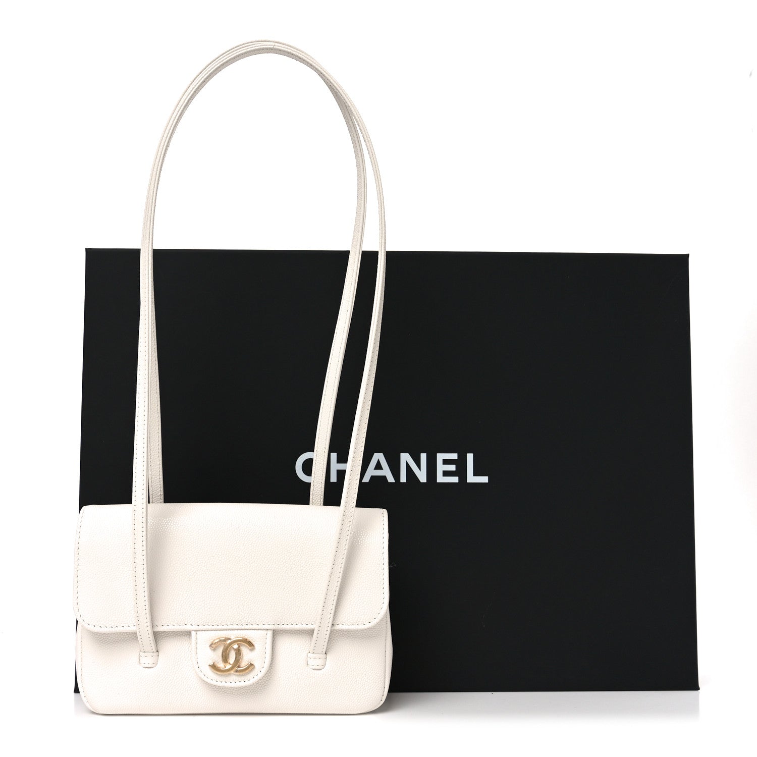 Chanel Shiny Caviar Mini Preppy Coco Shoulder Bag White