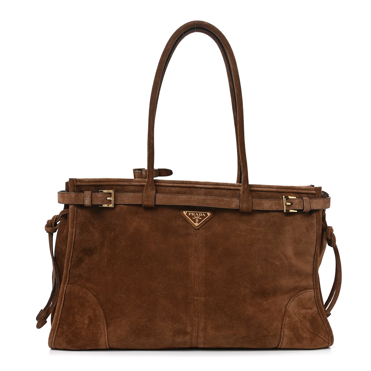 Prada Suede Large Bonnie Shoulder Bag Cacao