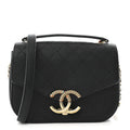 Chanel Grained Calfskin Quilted Small Cuba Top Handle Flap Black