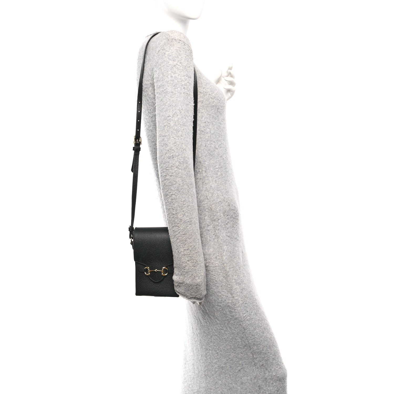 Gucci Dollar Calfskin Vertical Horsebit 1955 Crossbody Bag Black