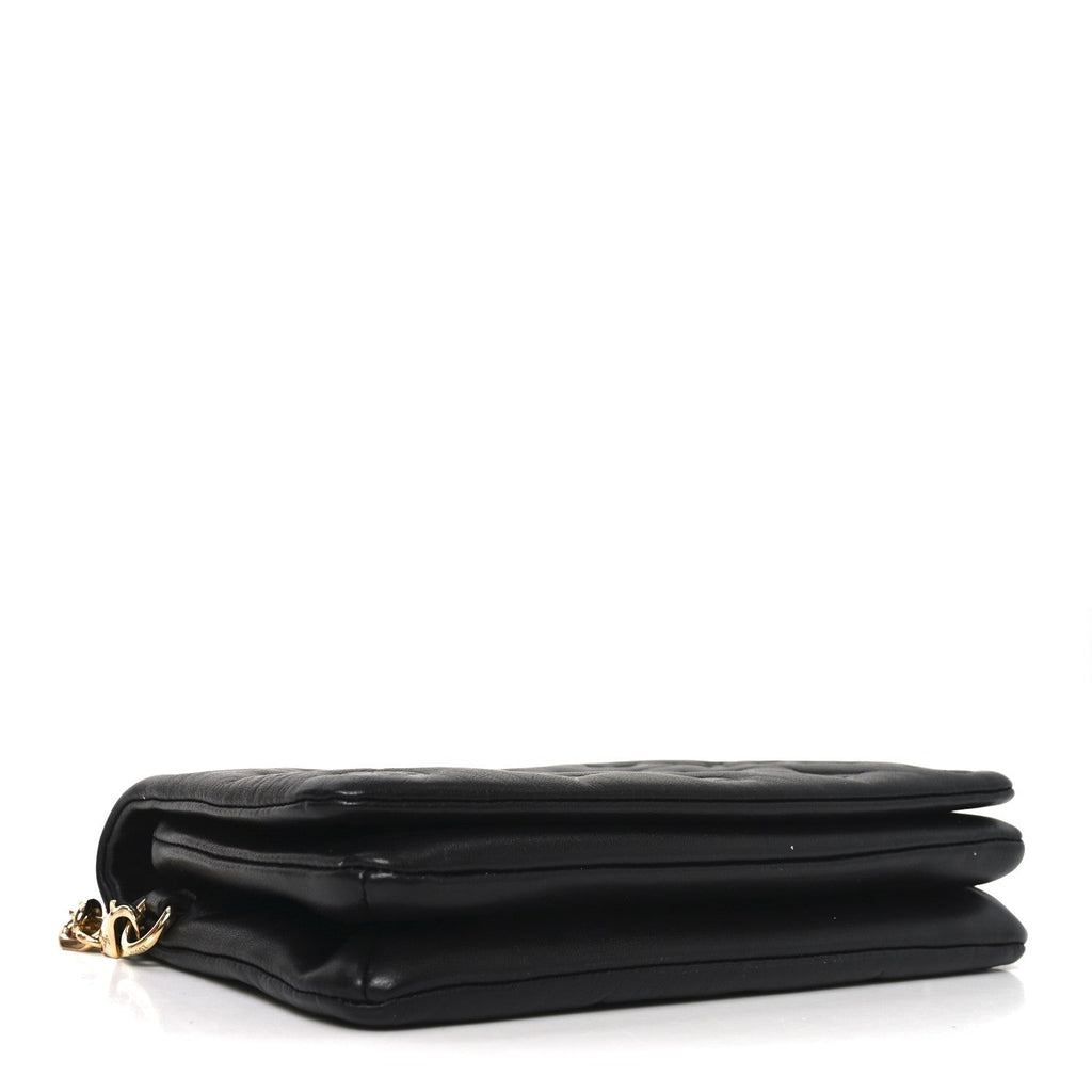 Louis Vuitton Lambskin Embossed Monogram Pochette Coussin Black