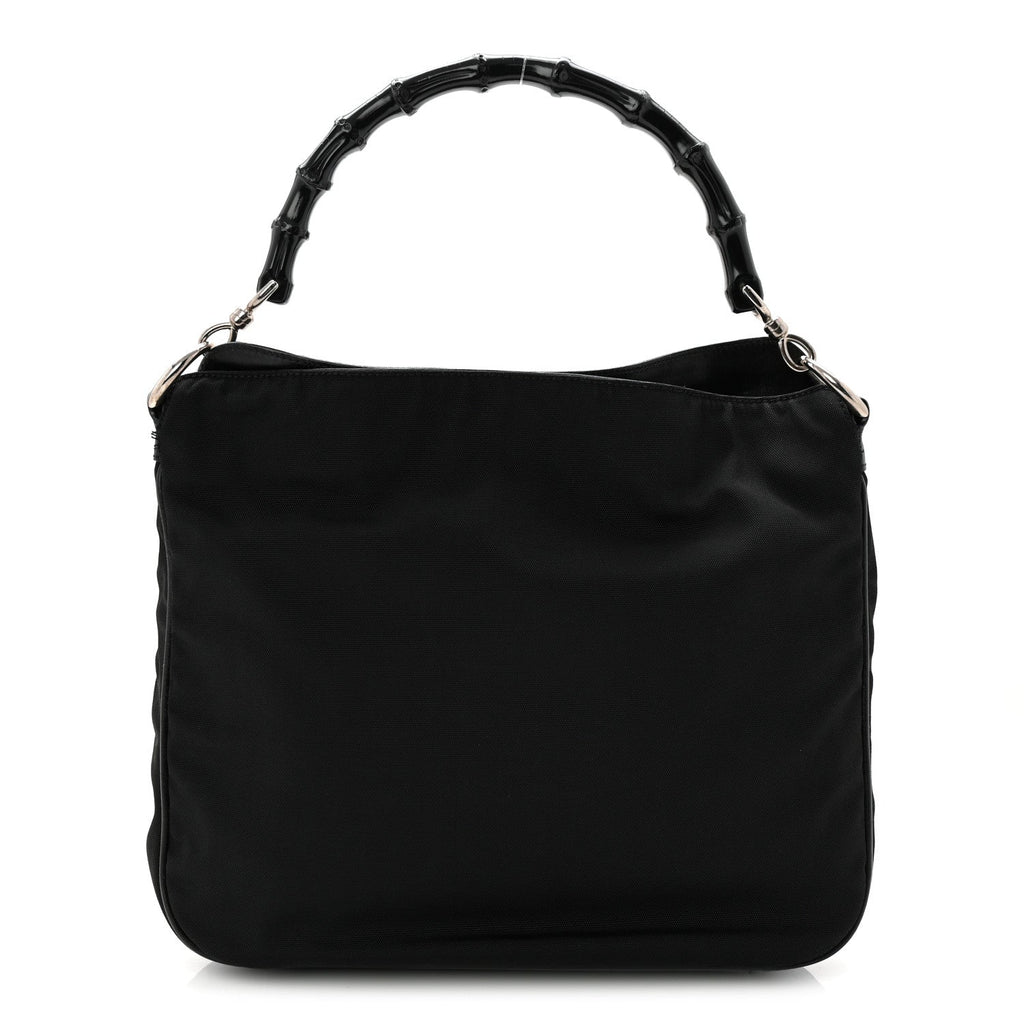 Gucci Nylon Bamboo Hobo Black