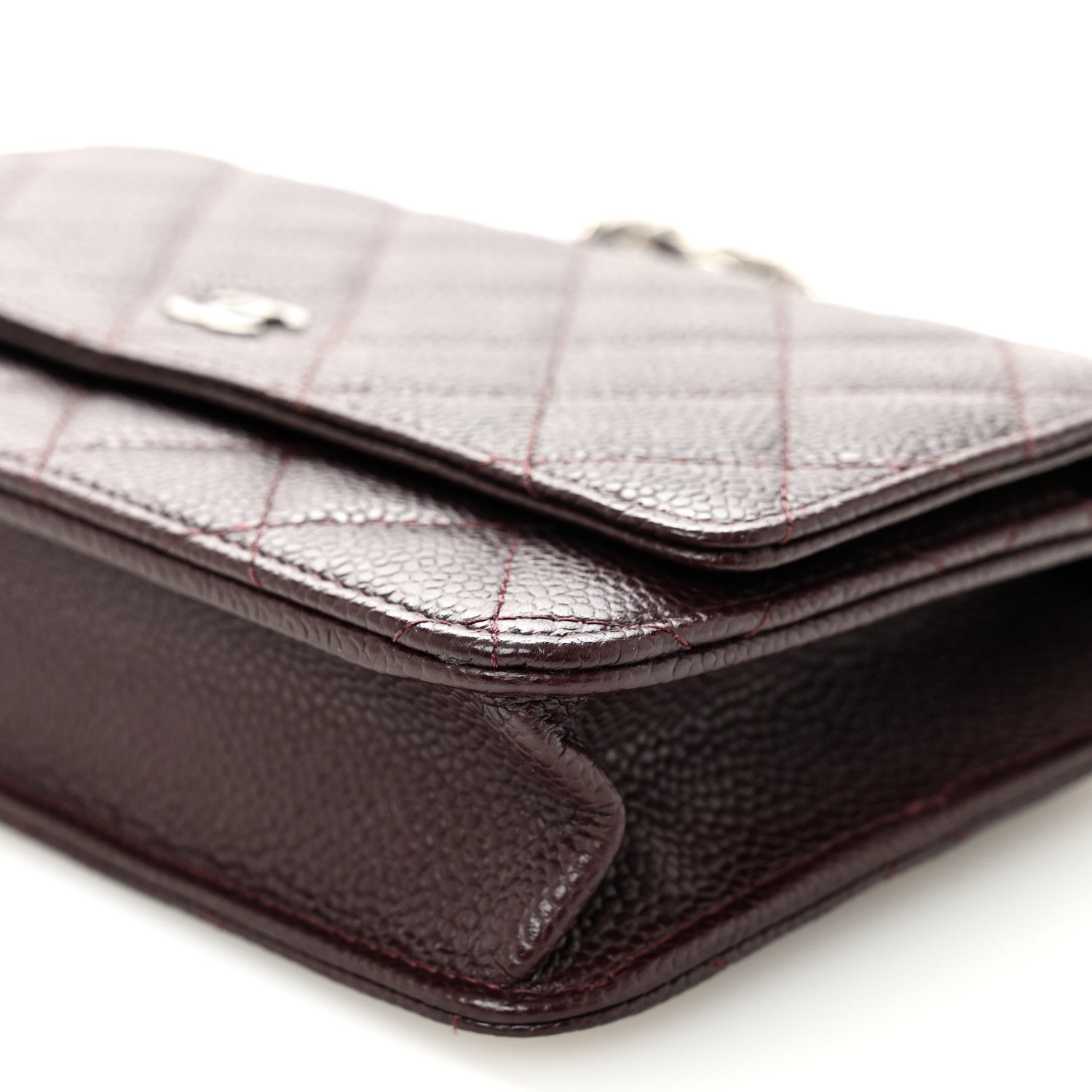 Chanel Caviar Quilted Wallet on Chain WOC Burgundy