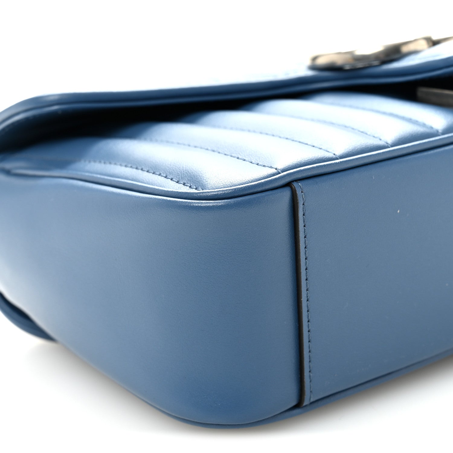 Gucci Calfskin Matelasse Aria Small GG Marmont Shoulder Bag  Clear Blue