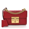 Gucci Guccissima Small Padlock Shoulder Bag Hibiscus Red