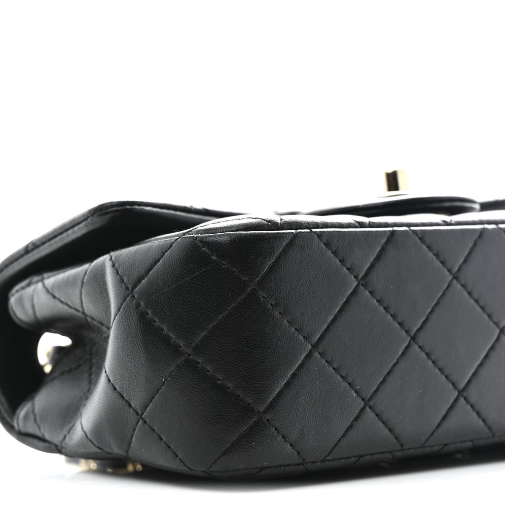 Chanel Lambskin Quilted Mini Rectangular Flap Black
