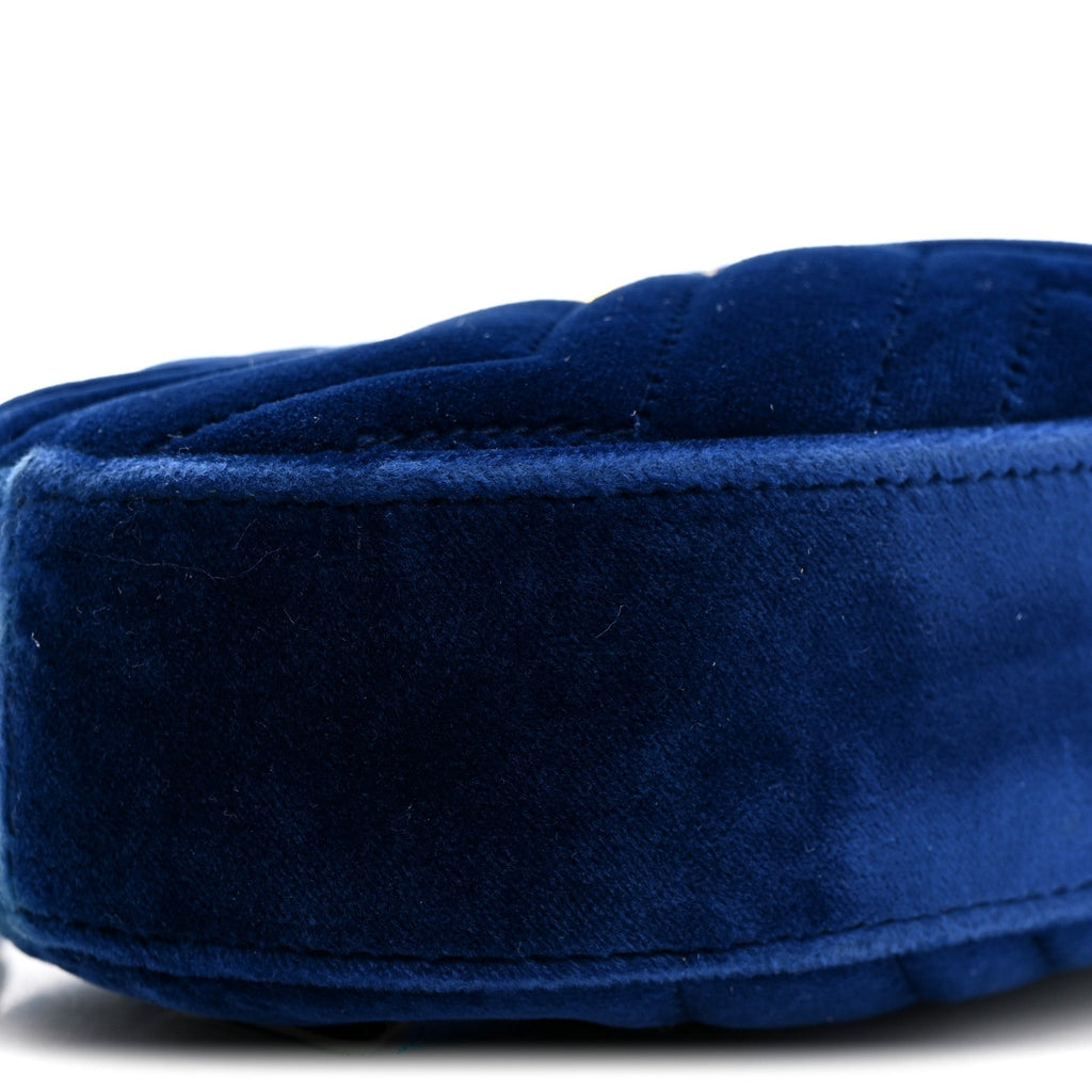 Gucci Velvet Matelasse GG Marmont Belt Bag 85 34 Cobalt Blue