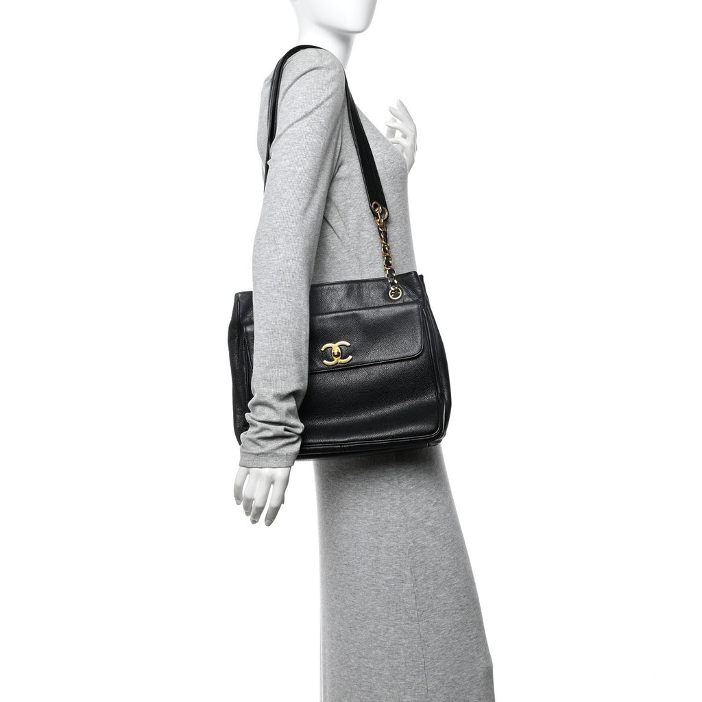 Chanel Caviar CC Flap Shoulder Bag Black