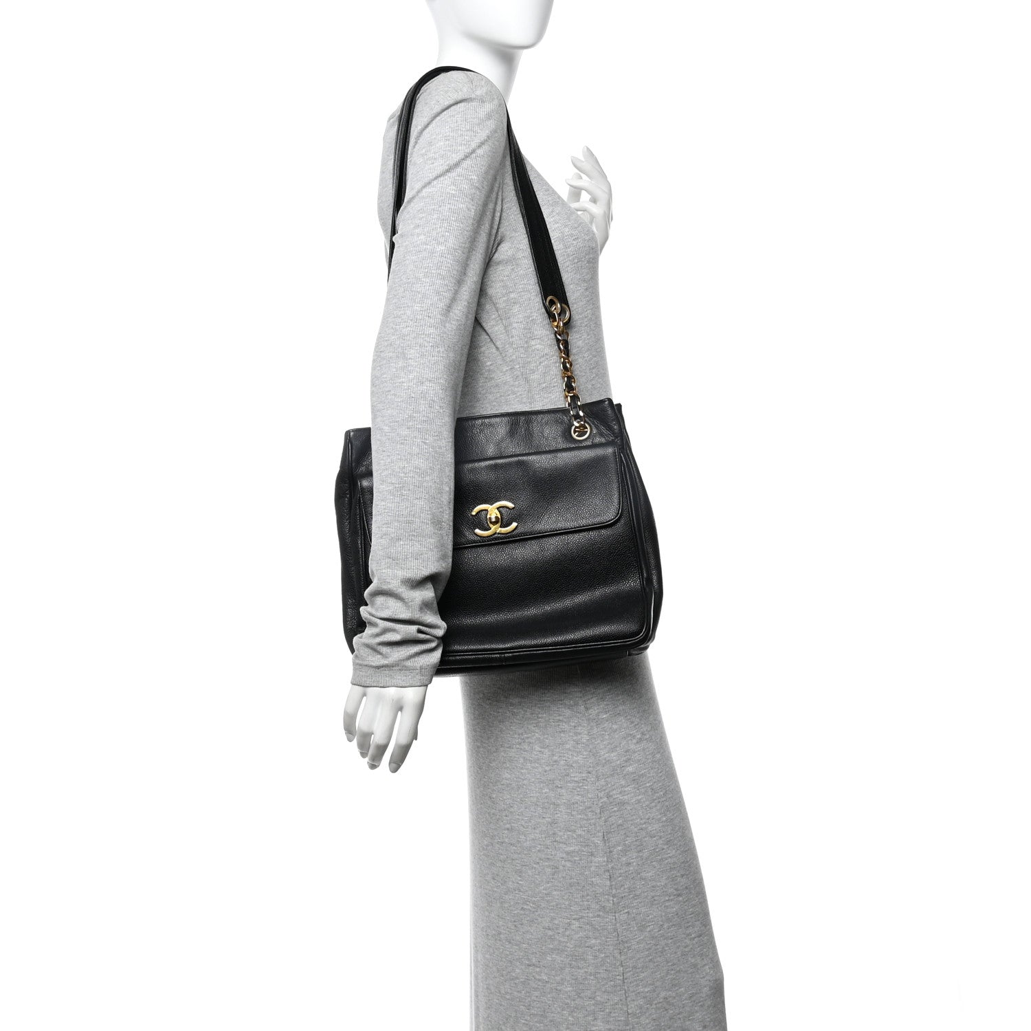 Chanel Caviar CC Flap Shoulder Bag Black